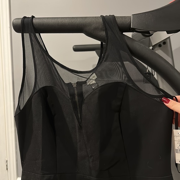 Black Dynamite Dress with Mesh Neckline - Picture 5 of 6